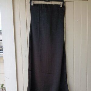 Strapless black maxi dress with slit, XS